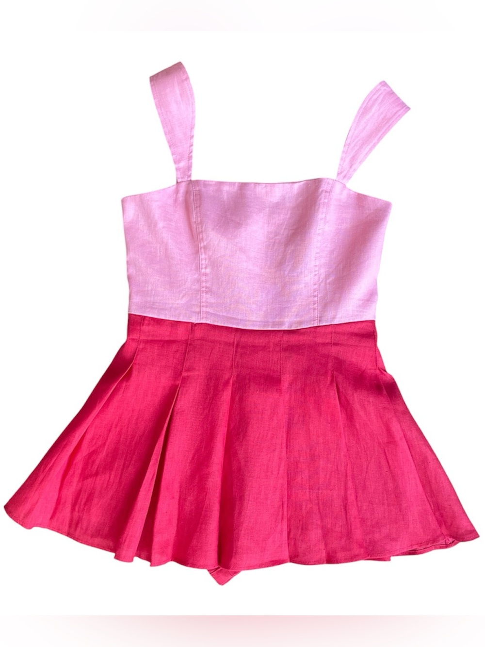 NWT Olivaceous Linen Romper Red Pink Contrast